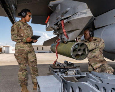 Two aircraft maintainers working