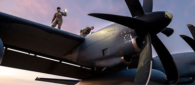 AIRMEN INSPECTING AN AIRCRAFT